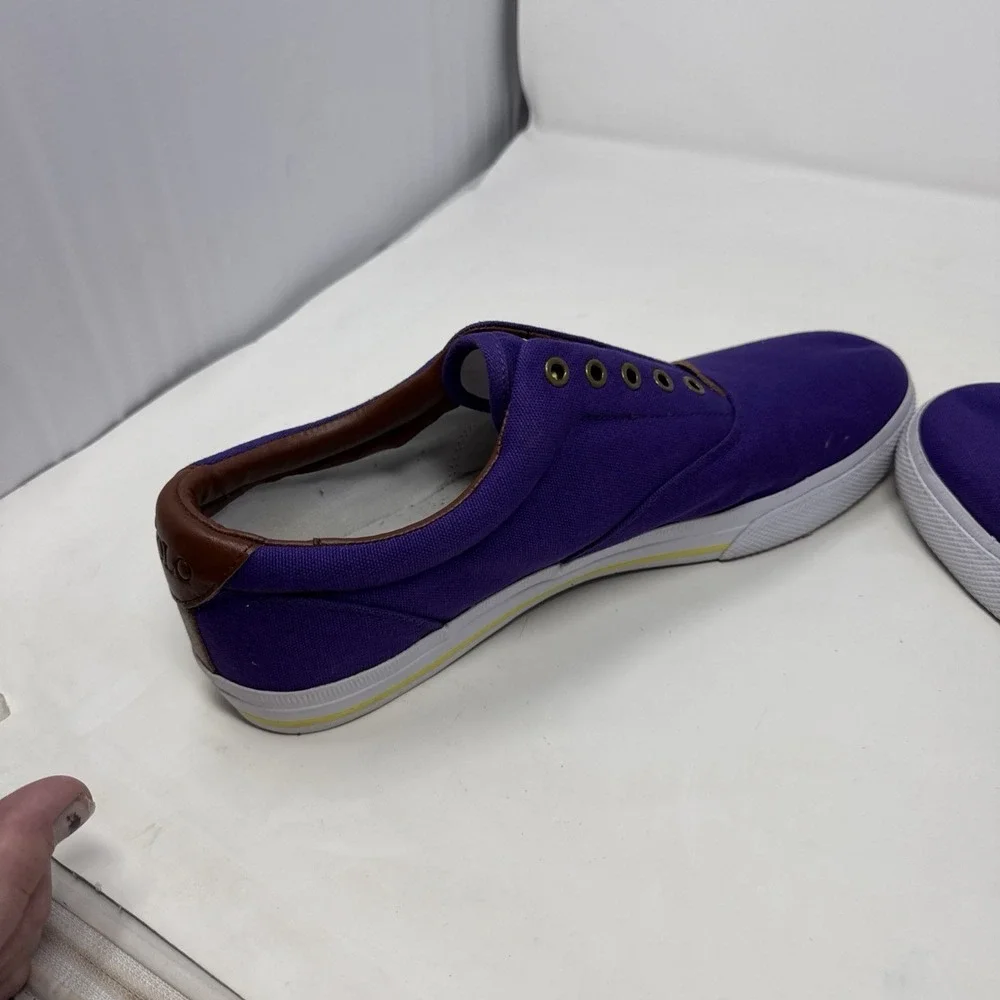 Men's Polo Ralph Lauren Purple Canvas Laceless Boat Shoes Size 13 D